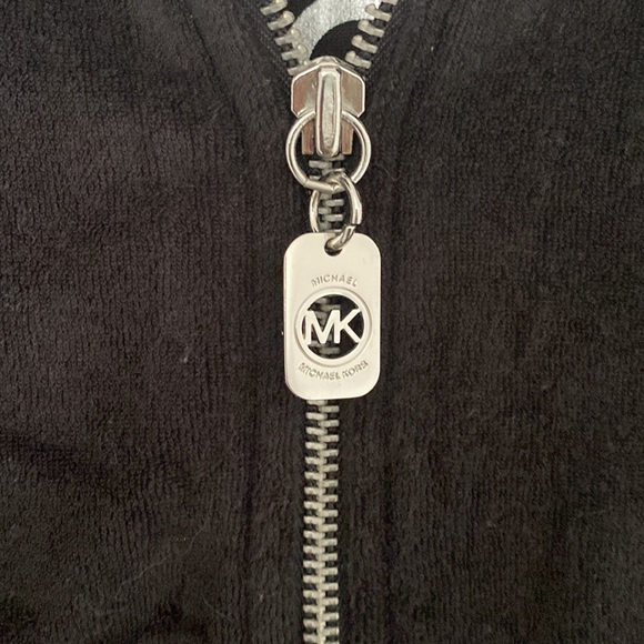 MICHEAL KORS - Y2K terry cloth fabric black big drop collar size large - Picture 3 of 6